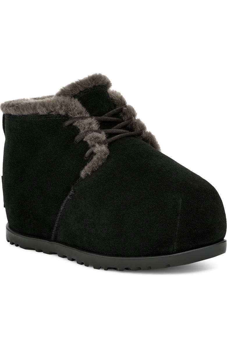 UGG<sup>®</sup> Pumped Faux Fur Trim Slipper Bootie, Main, color, Blk