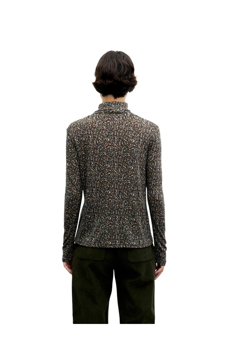 Beata Printed Turtleneck Top, Alternate, color, Khaki Green