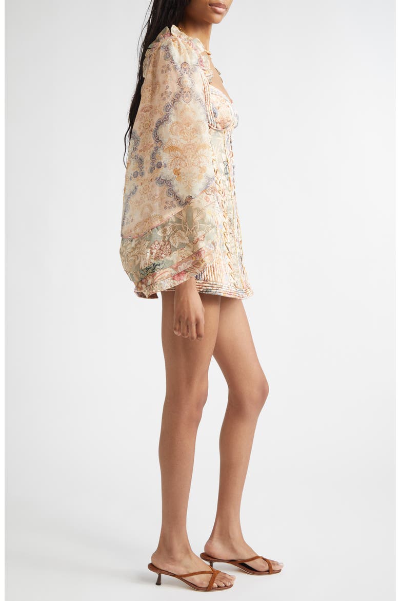 Rebellion Corded Long Sleeve Minidress, Alternate, color, SPLICED FLORAL