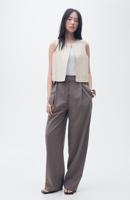 Mango Embroidered Linen Vest In Neutral