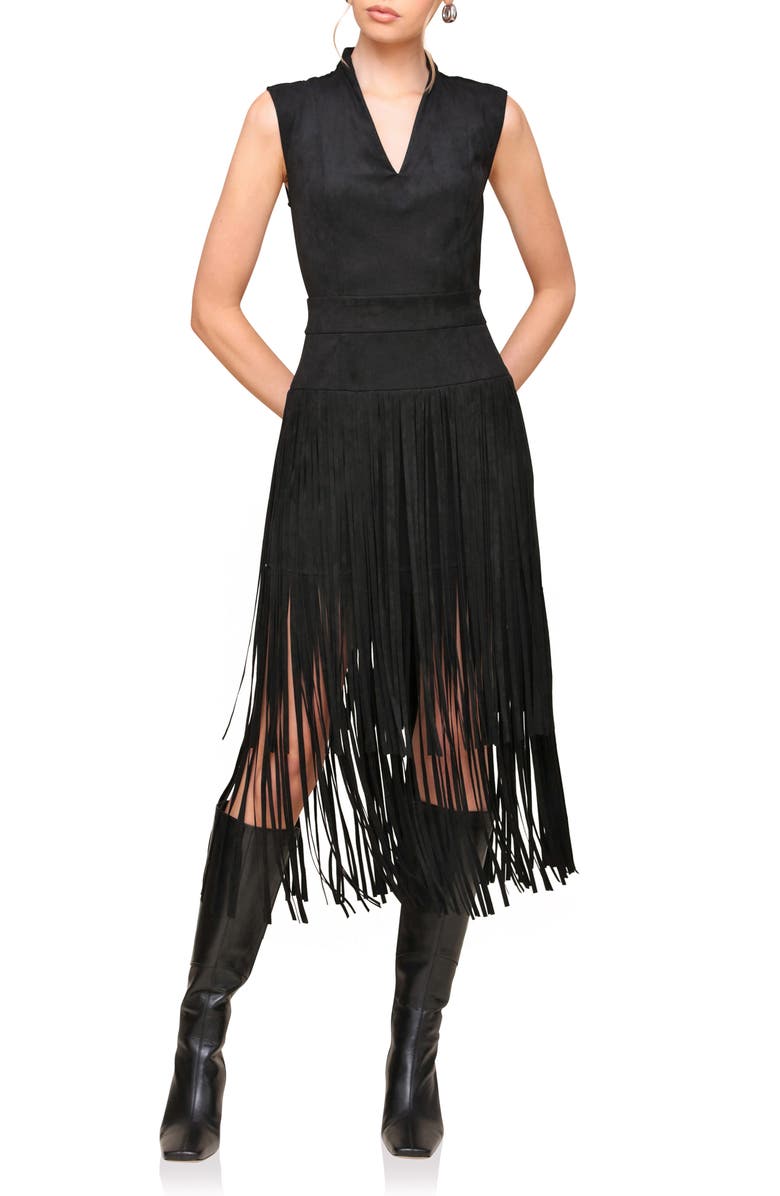 Avec Les Filles Sleeveless Fringe Dress, Alternate, color, 