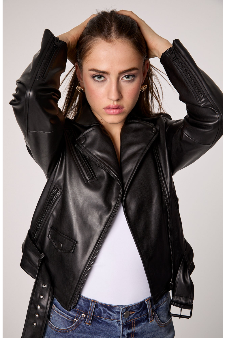 Classic Moto UNreal Leather Jacket, Alternate, color, Black