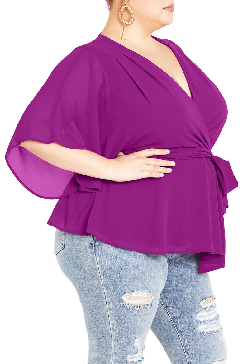 Elegant Wrap Top, Alternate, color, MAGENTA