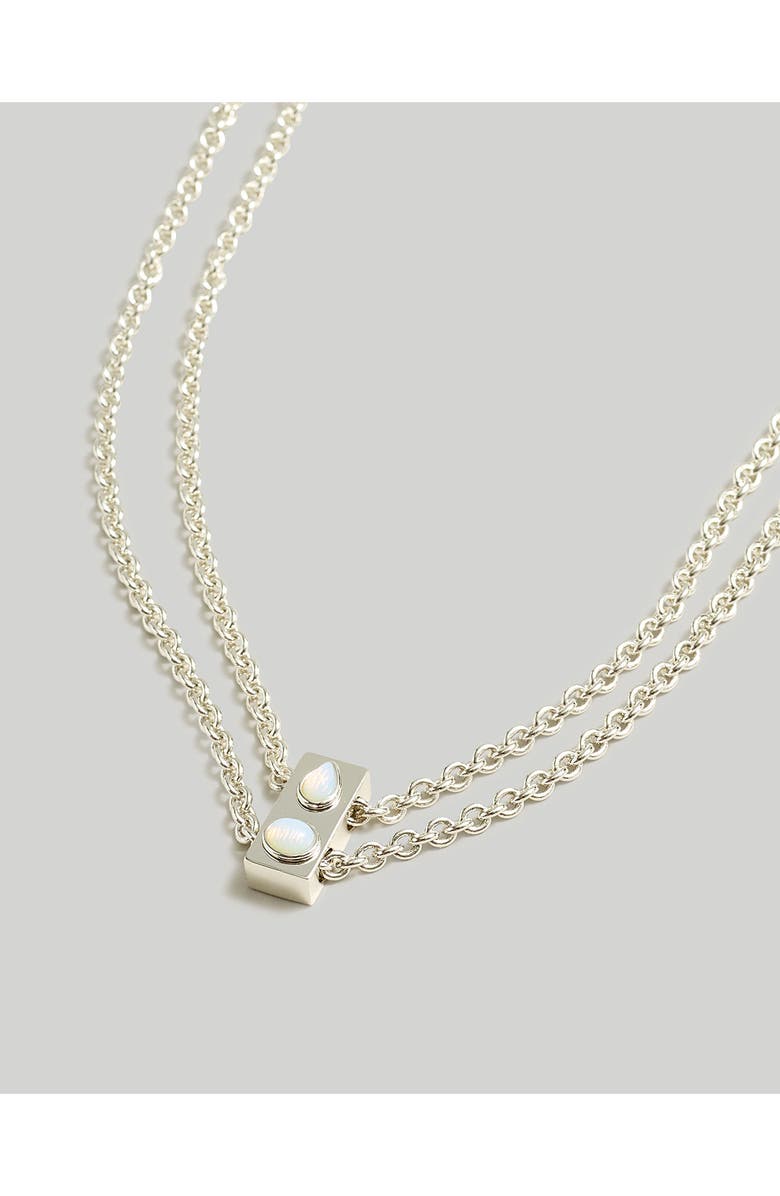 Madewell Stone Collection White Opal Double Chain Necklace, Alternate, color, 