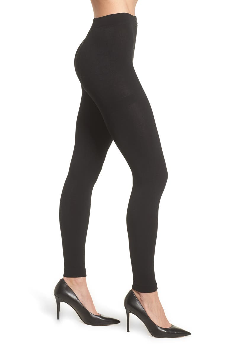 Fleece Lined Footless Tights, Main, color, BLACK