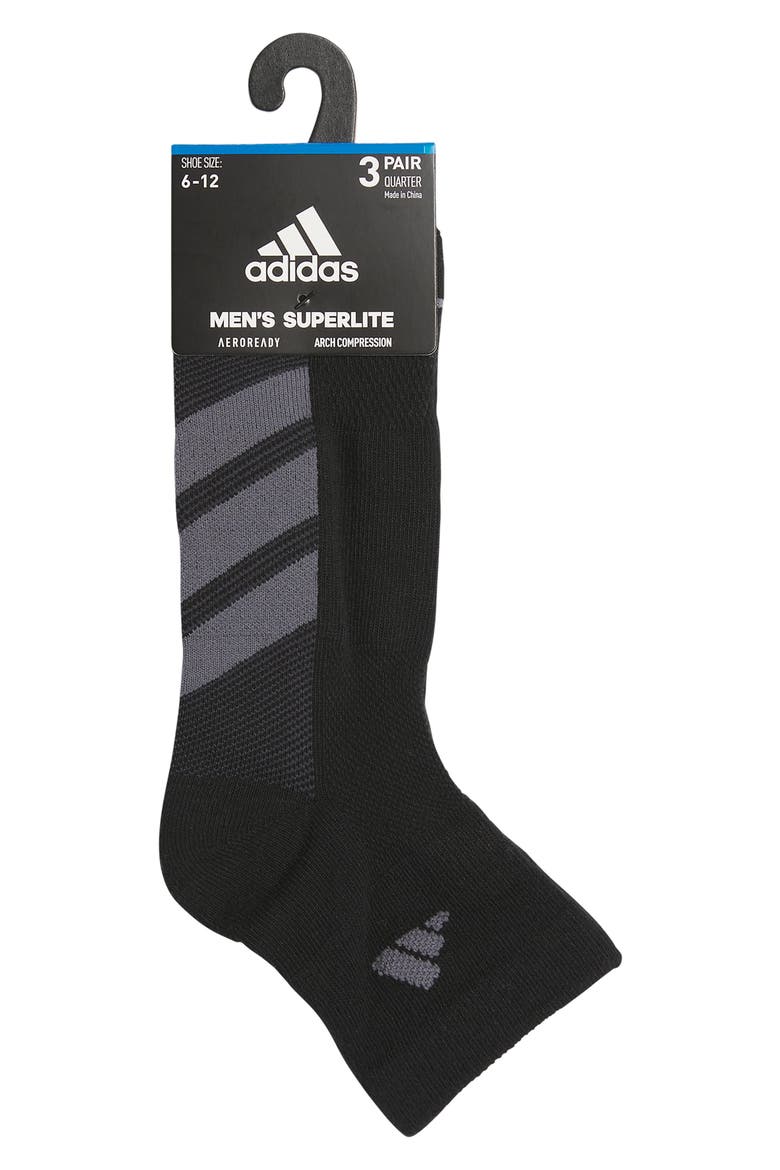 Superlite All Day 3-Pack AEROREADY Quarter Training Socks, Alternate, color, BLACK/ GREY/ NIGHT GREY