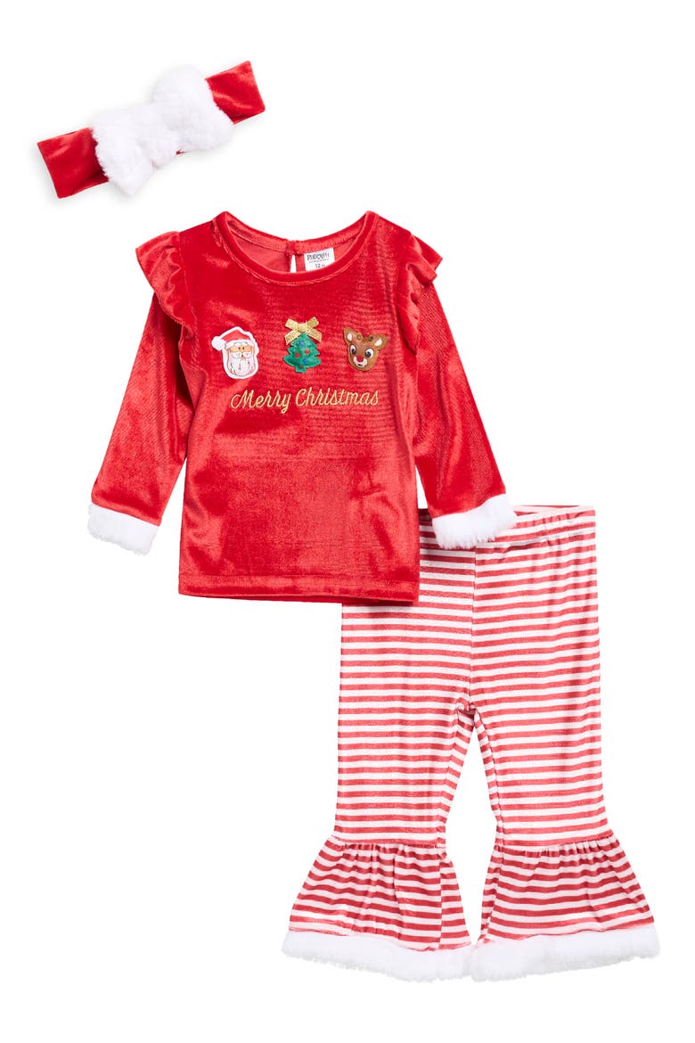 Merry Christmas Sweater, Pants & Headband Set, Main, color, RED