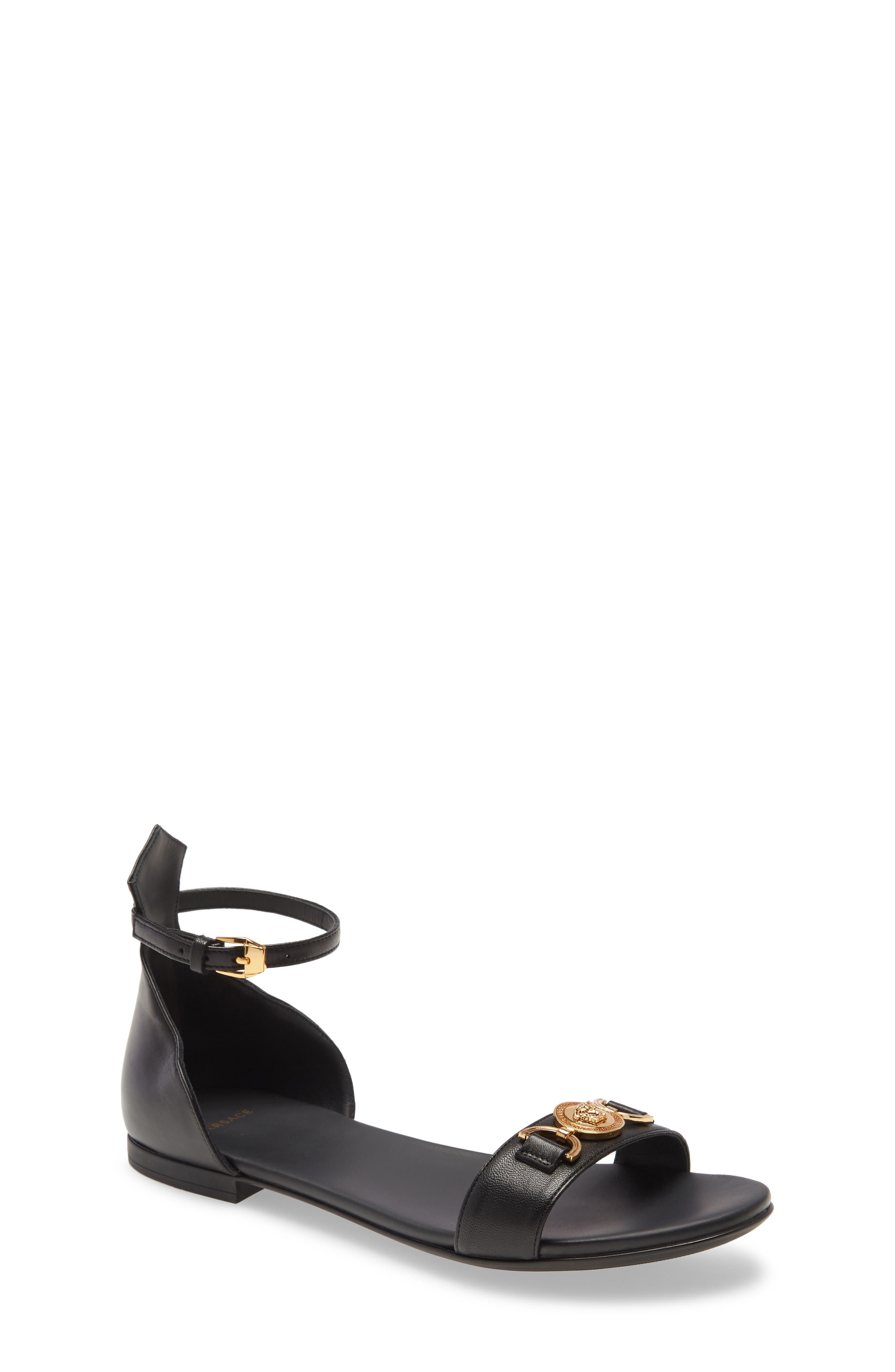 Versace First Line Ankle Strap Sandal, Main, color, 