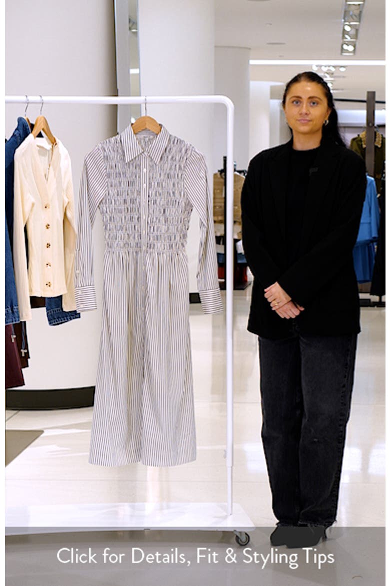 Smocked Poplin Midi Shirtdress video