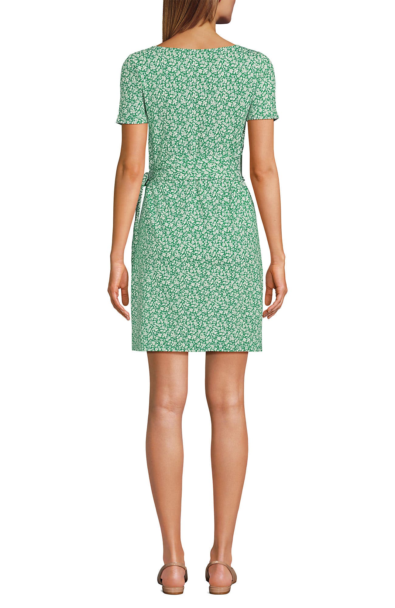 Short Sleeve Cotton Modal Wrap Mini Dress - image 2