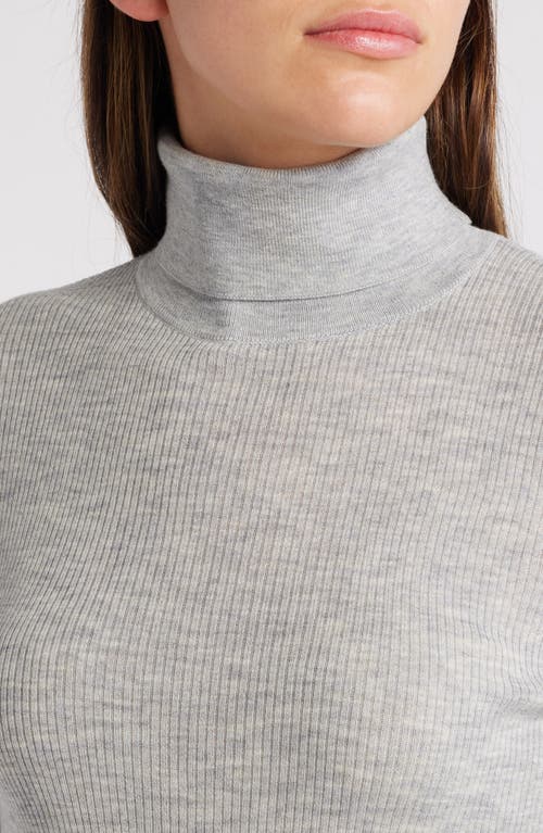 Favorite Daughter Amelia Rib Merino Wool Turtleneck Top In Melange Grey