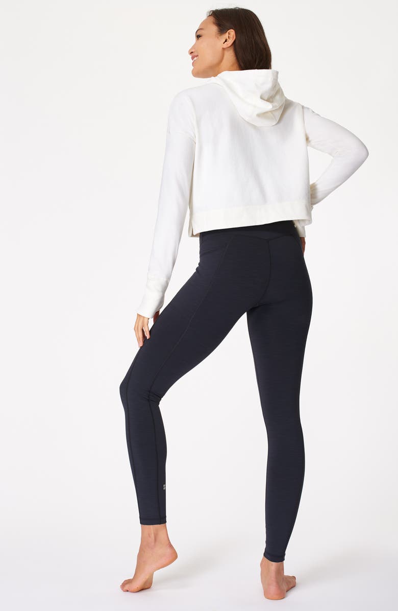 Sweaty Betty Escape Luxe Fleece Crop Hoodie, Alternate, color, Lily White