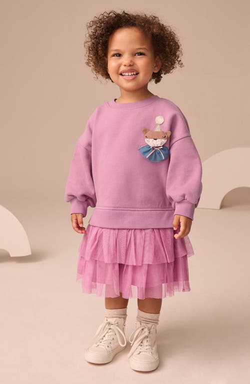 Next Kids' Appliqué Sweatshirt Dress In Pink
