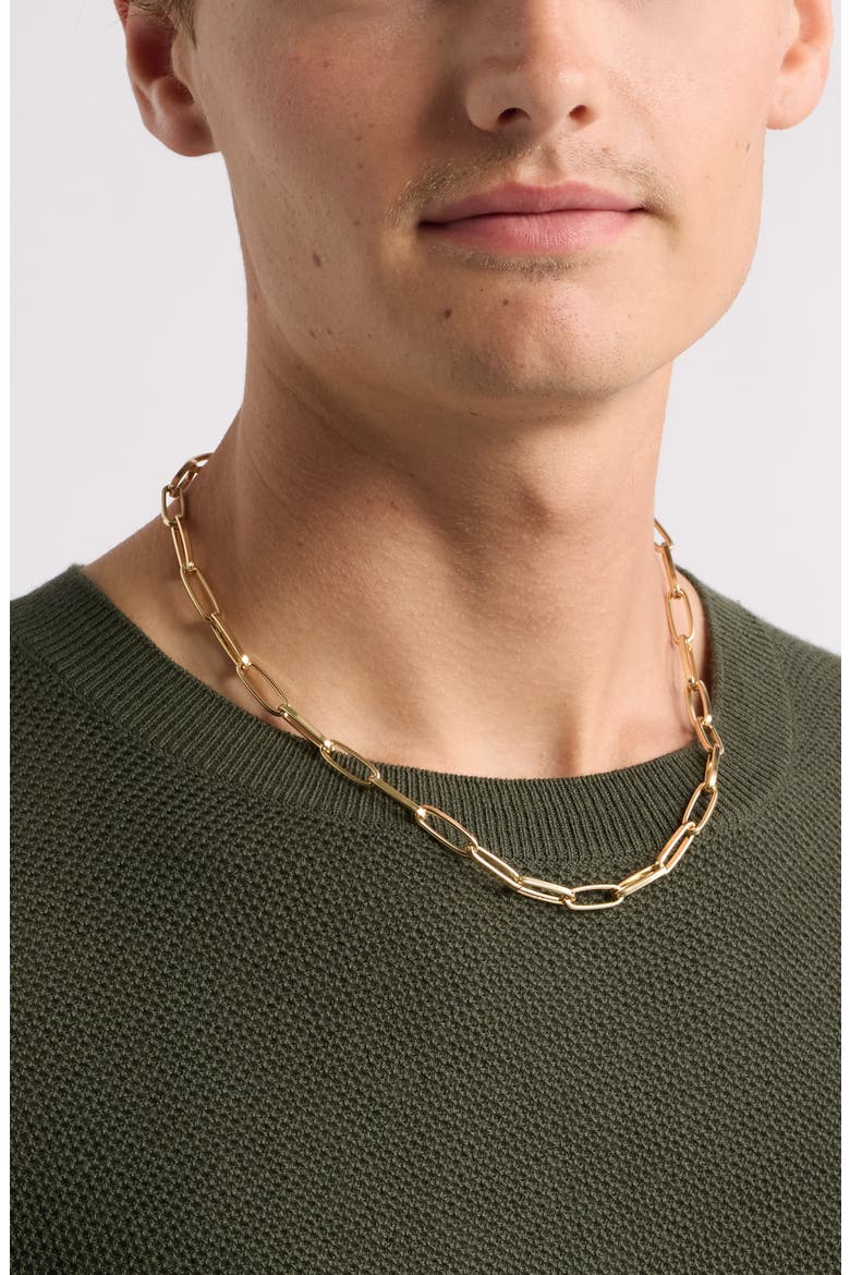 Paperclip Chain Necklace, Alternate, color, GOLD