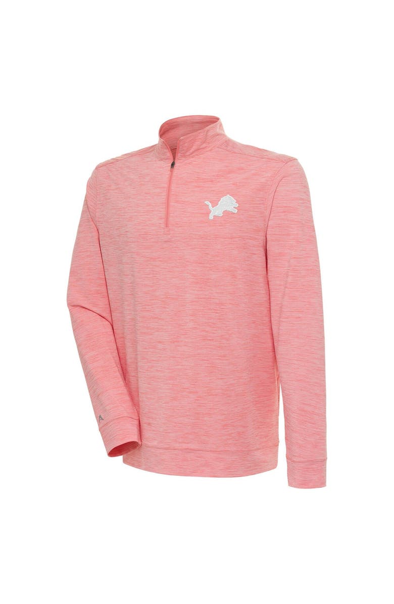 ANTIGUA Men's Antigua Coral Detroit Lions Bright Quarter-Zip Pullover Top, Main, color, 