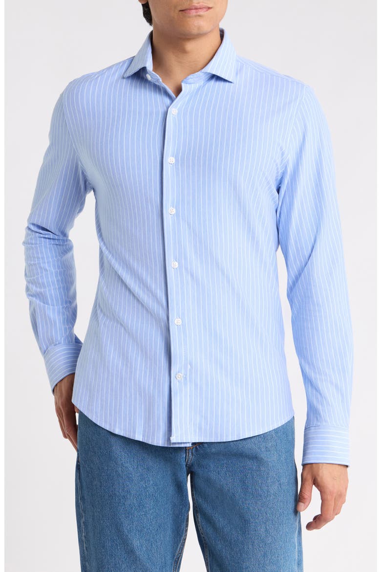 Stripe Button-Up Shirt, Main, color, LT. BLUE