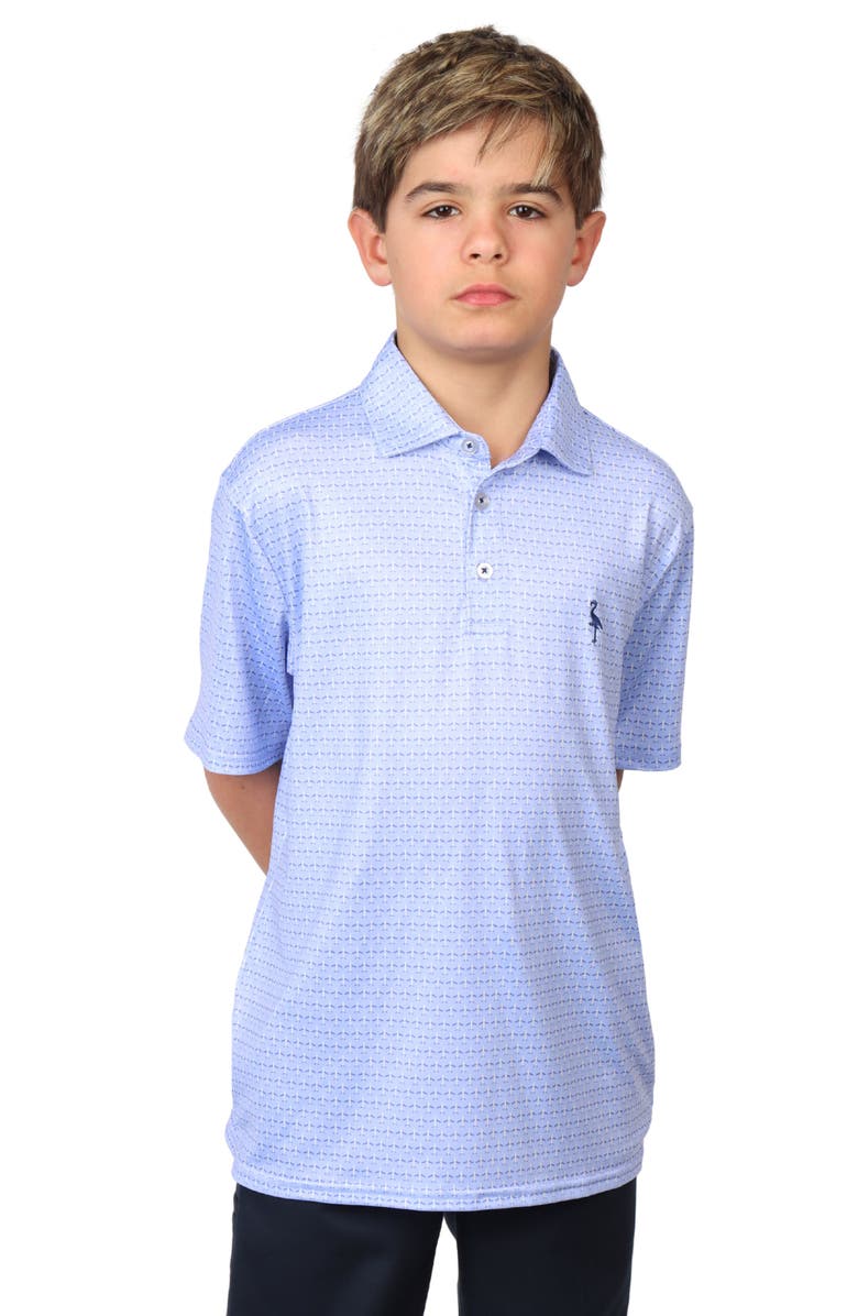 TailorByrd Kids' Airplane Print Performance Kint Polo, Main, color, Blue
