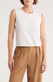 Magaschoni Cashmere Crewneck Crop Sweater Vest