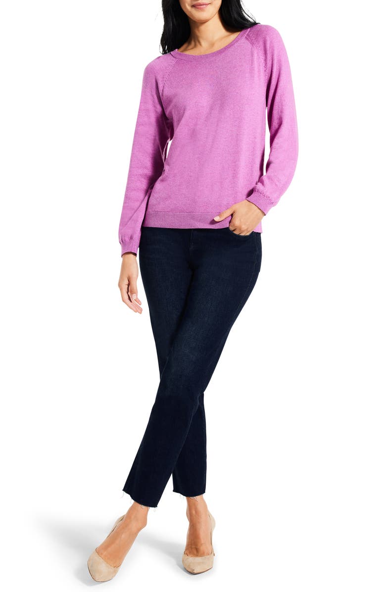 NIC+ZOE Here & There Cotton Blend Sweater, Alternate, color, Vivid Magenta