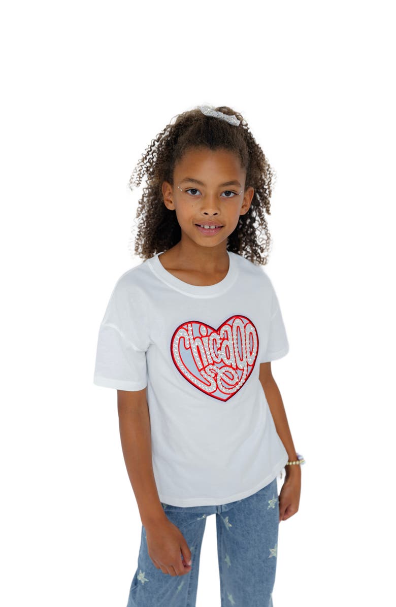 Lola + The Boys Chicago Sparkle Heart Sweatshirt, Alternate, color, 