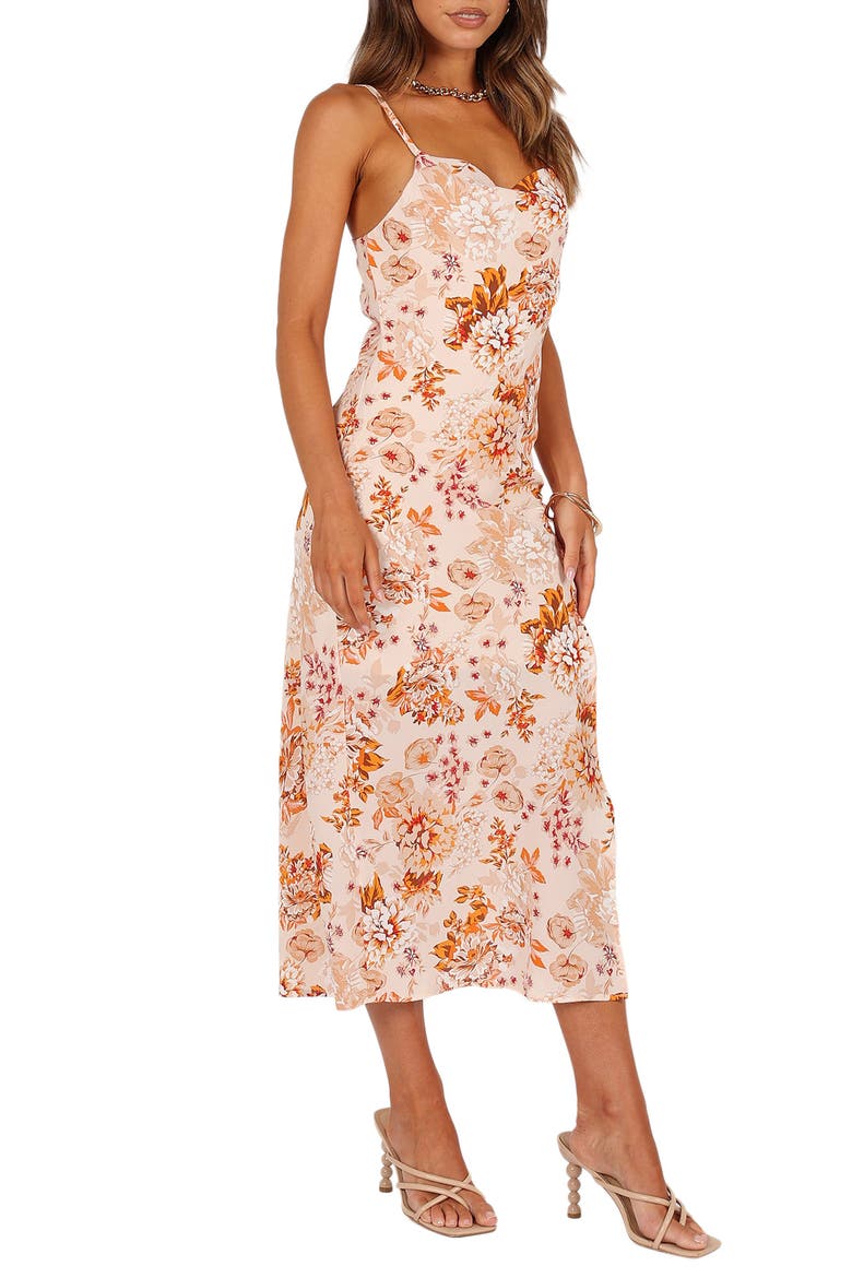 Yelena Floral Print Slipdress, Alternate, color, ORANGE