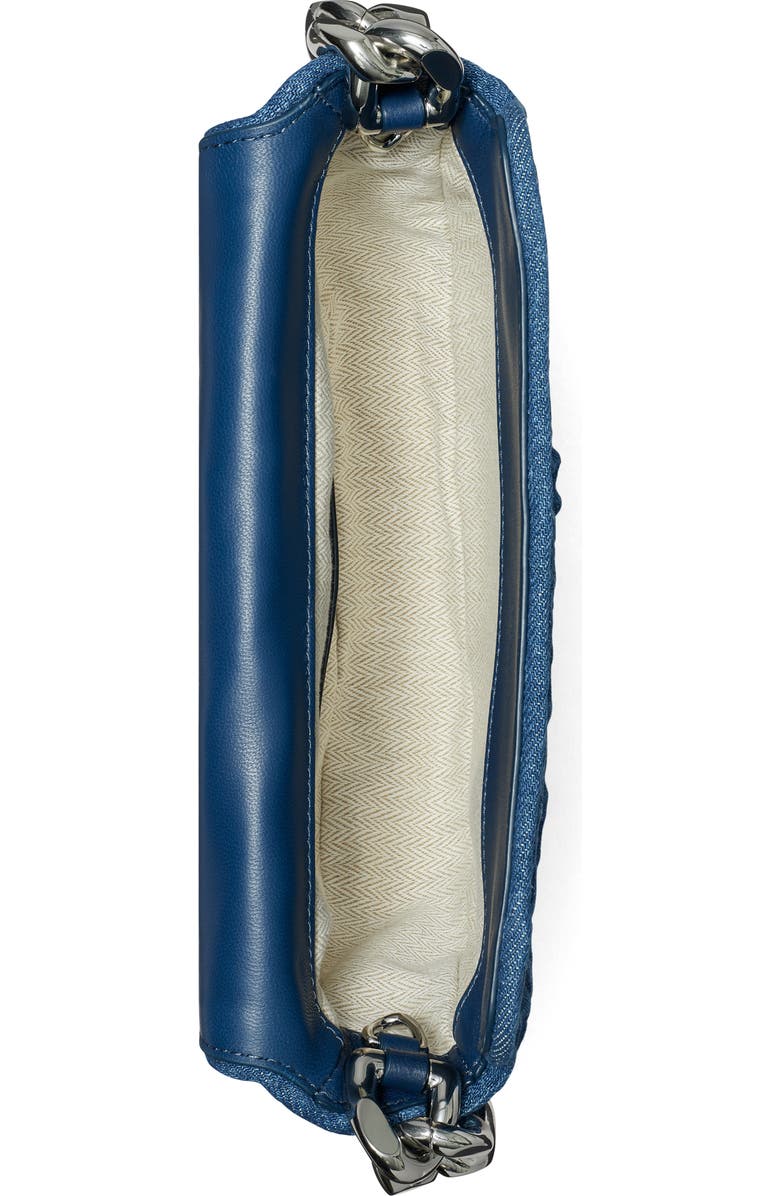 Tory Burch Mini Fleming Soft Denim Crescent Bag, Alternate, color,