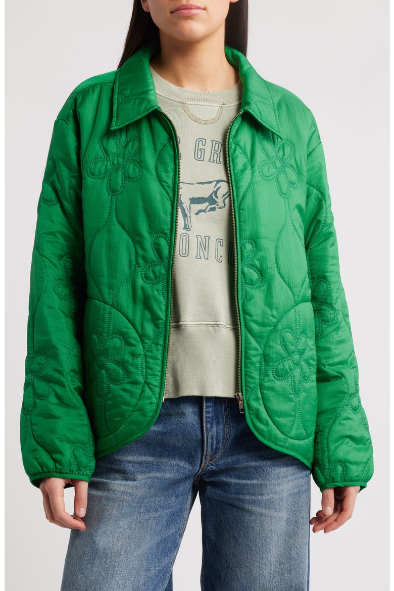 The Daisy Quilted Nylon Ripstop Jacket, Main, color, DILL