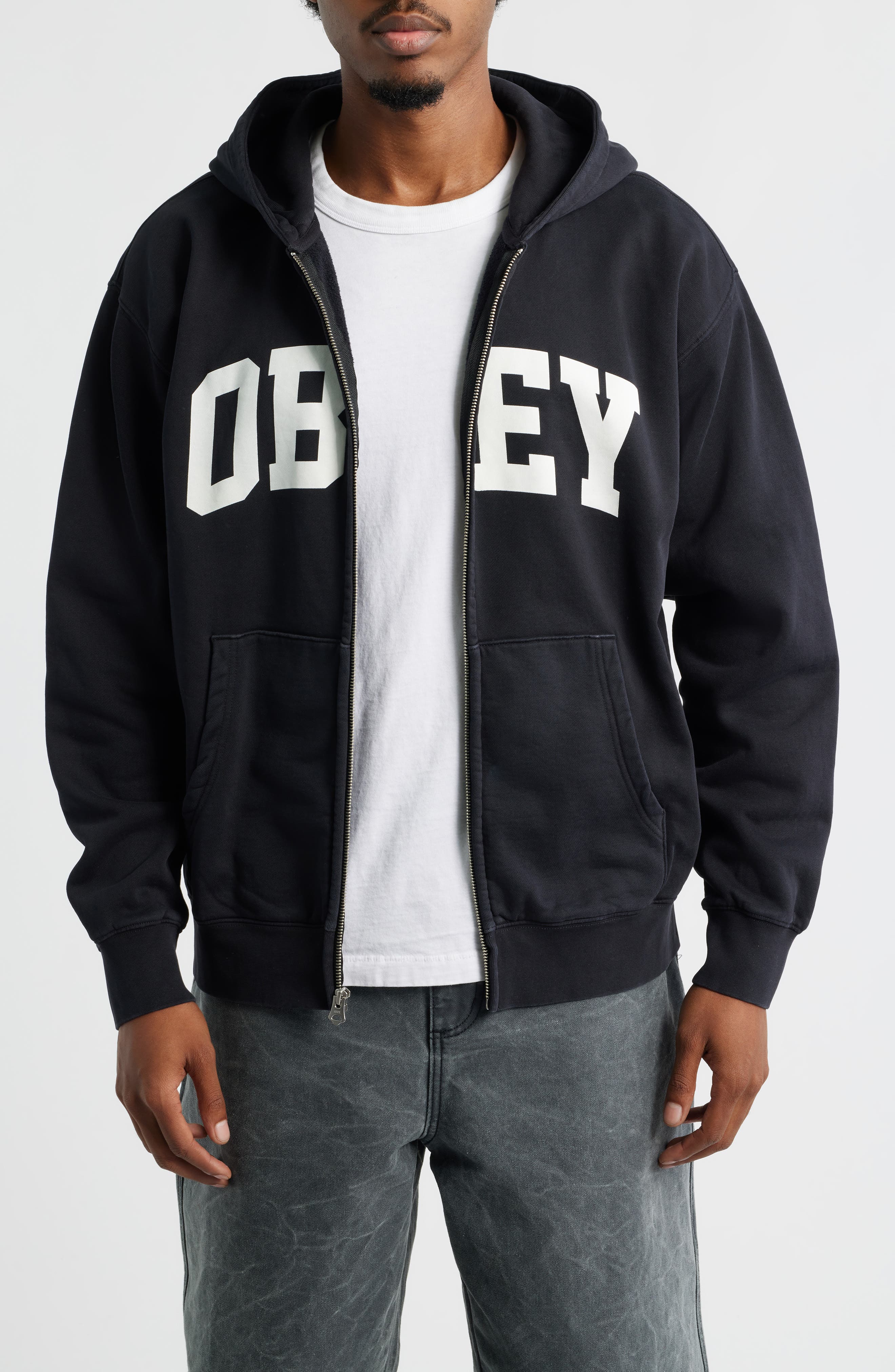 Obey Control Faded Zip Hoodie (Men) | Nordstrom