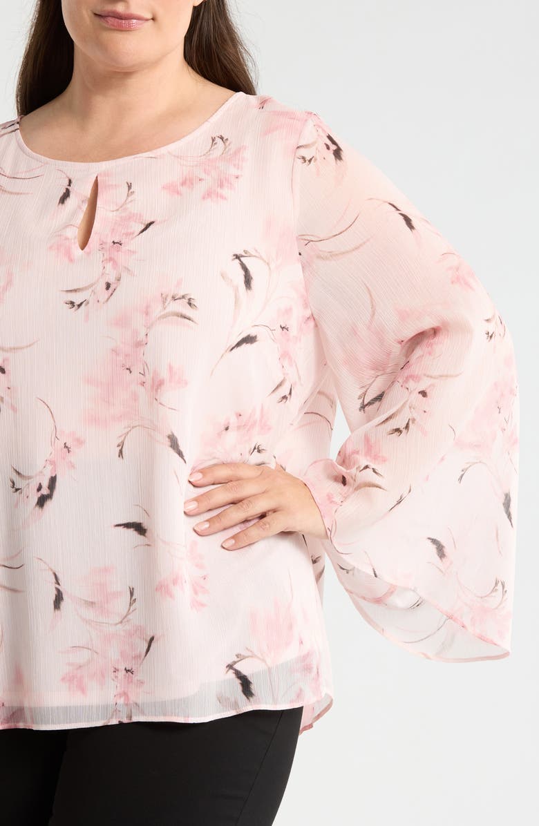 Anne Klein Metallic Print Top, Alternate, color, Soft Blossom Multi