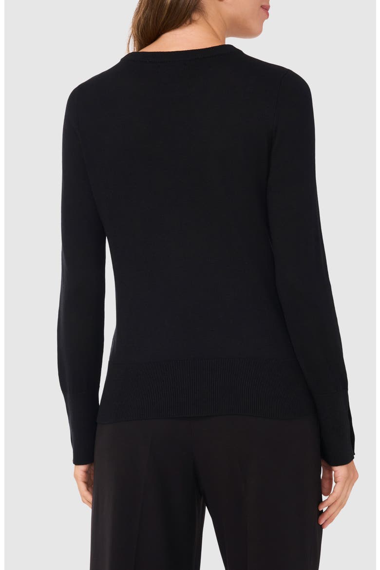 Button Cuff Cotton Blend Sweater, Alternate, color, RICH BLACK 060