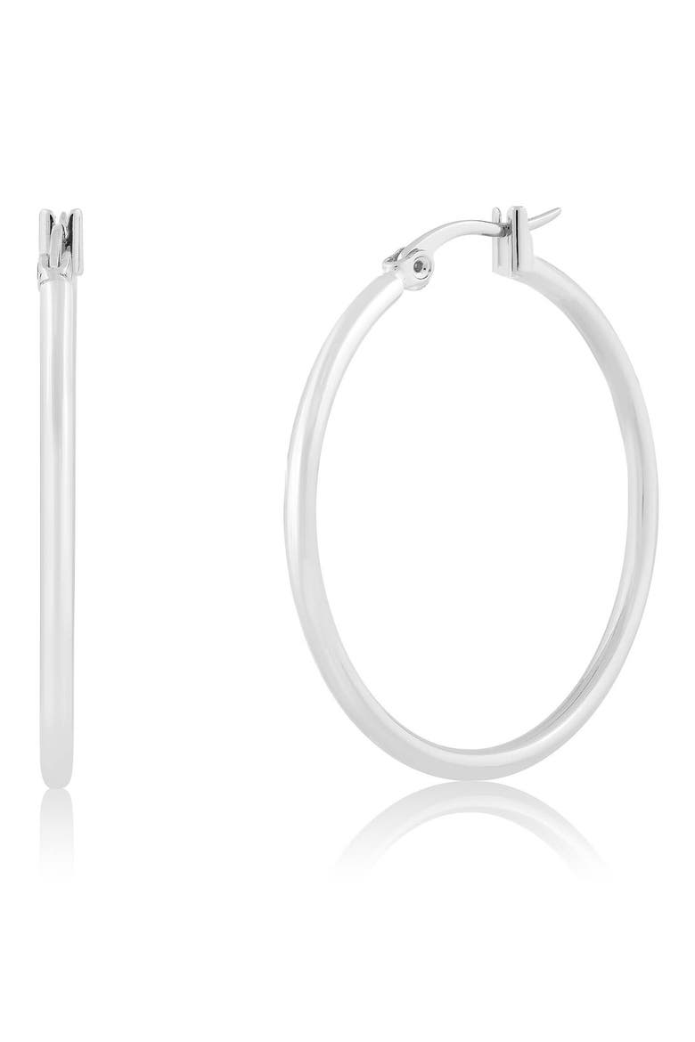 Polished Hoop Earrings, Main, color, SILVER