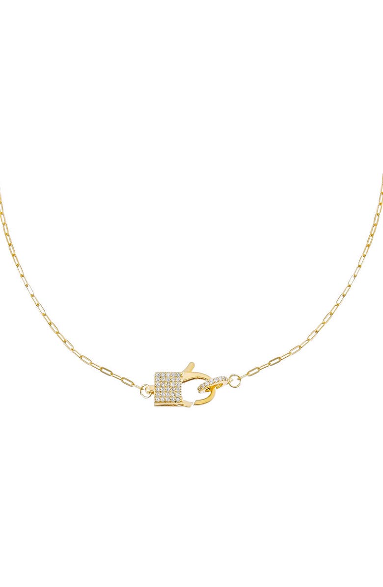 Adina's Jewels Pavé Square Clasp Necklace, Main, color, 