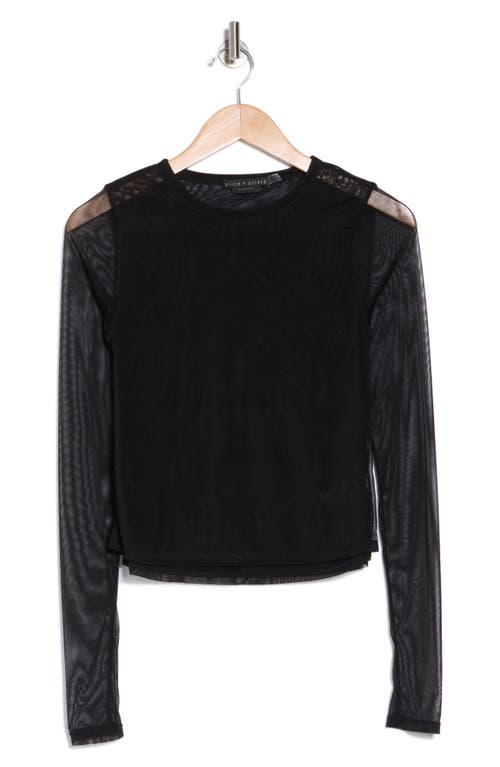 Alice And Olivia Alice + Olivia Delaina Layered Mesh Shirt In Black