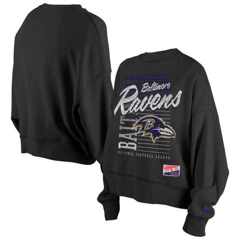 Women
s New Era Black Baltimore Ravens Oversized Throwback Mineral Wash Crew Neck Sweatshirt