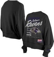 New Era Women's New Era Black Baltimore Ravens Oversized Throwback Mineral Wash Crew Neck Sweatshirt