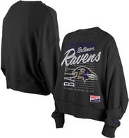 New Era Women's New Era Black Baltimore Ravens Oversized Throwback Mineral Wash Crew Neck Sweatshirt