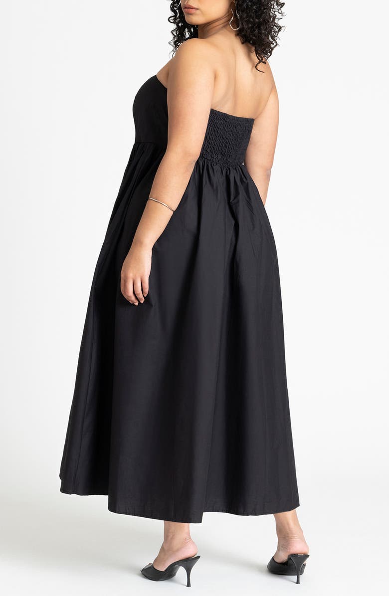 ELOQUII Strapless Poplin Maxi Dress, Alternate, color,