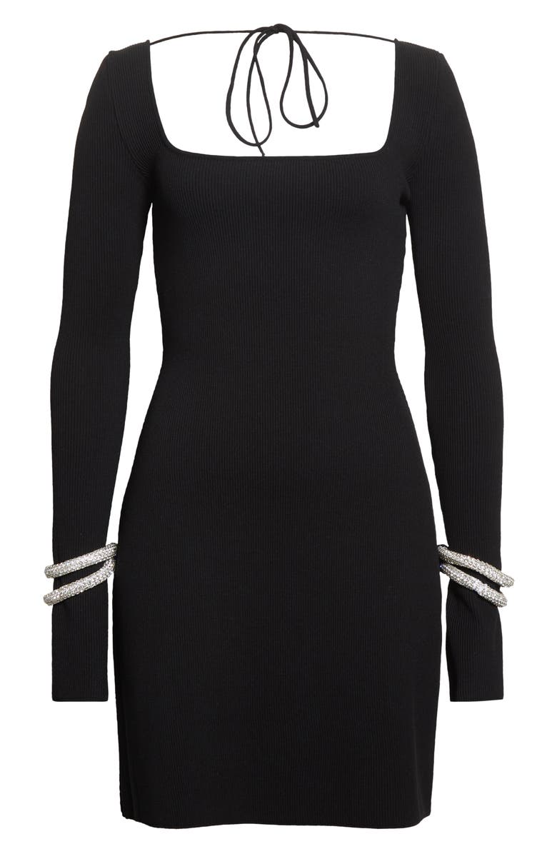 Mach & Mach Olivia Crystal Bracelet Long Sleeve Rib Sweater Dress, Alternate, color, 