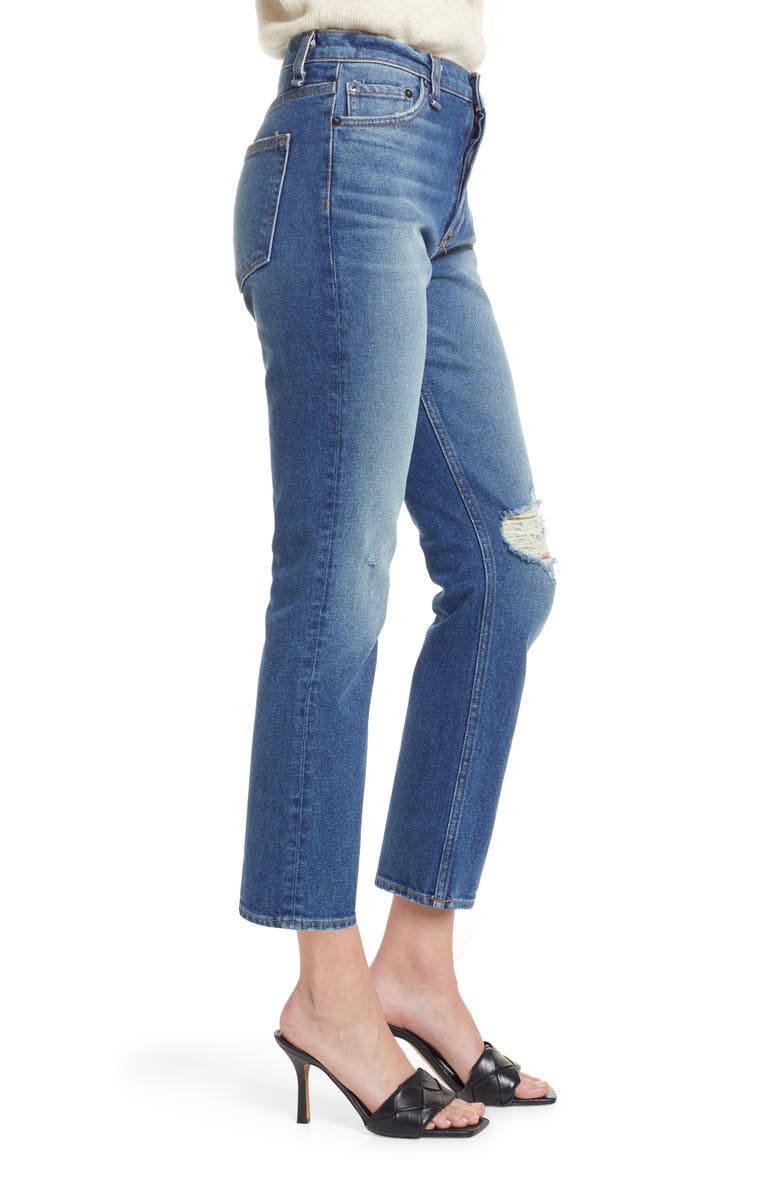 ASKK NY Ripped High Waist Ankle Straight Leg Jeans, Alternate, color, 