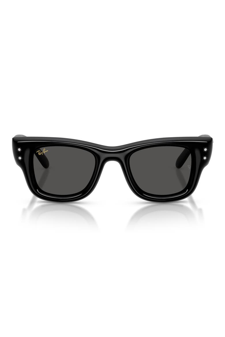Wayfarer Puffer 47mm Small Square Sunglasses, Main, color, BLACK WITH STRASS / DARK GREY