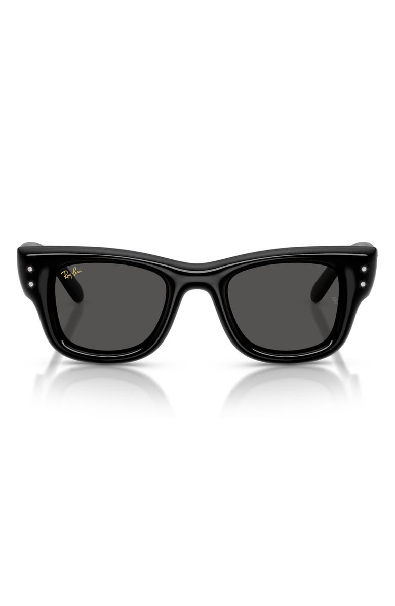 Ray-Ban Wayfarer Puffer 47mm Small Square Sunglasses, Main, color, Black With Strass / Dark Grey