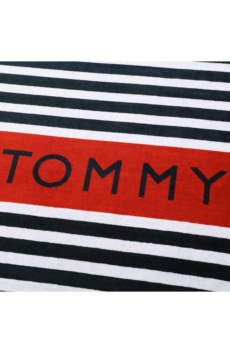 Tommy Hilfiger Leisure Beach Towel, Alternate, color, White/ Midnight Blue/ Scarlet
