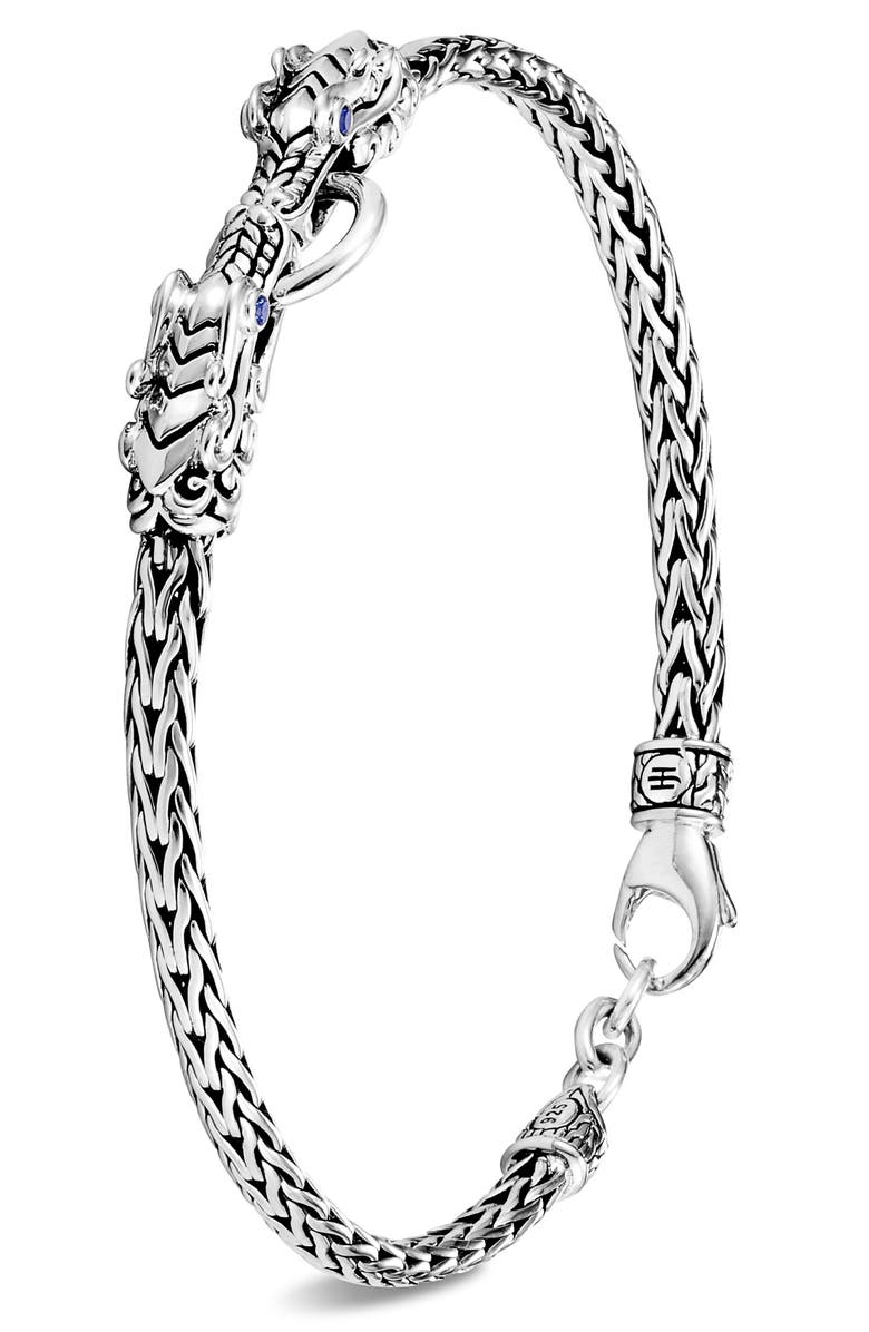 John Hardy Legends Naga Blue Sapphire Station Bracelet, Alternate, color, Silver