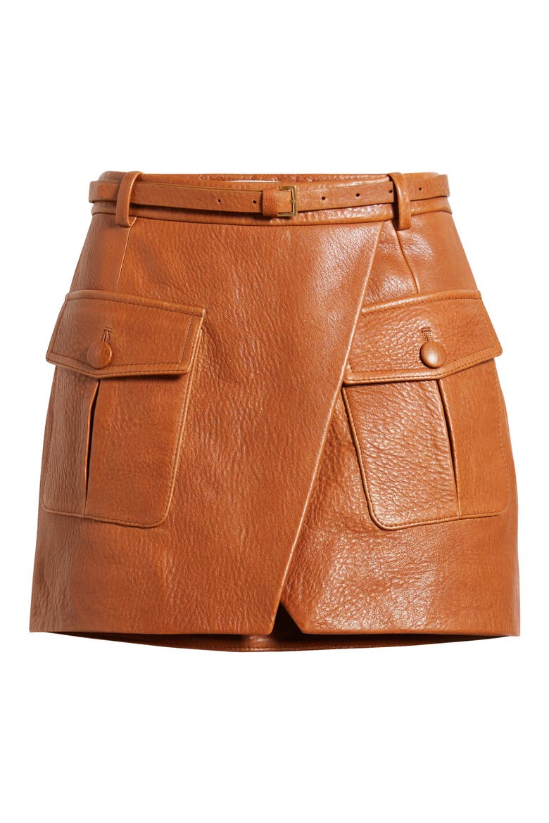 The Leather Cargo Miniskirt, Alternate, color, CHESTNUT