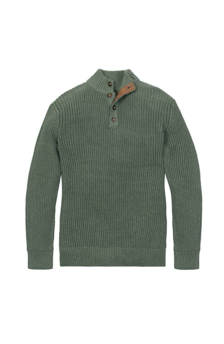 Hope & Henry Organic Mock Neck Cardigan Stitch Sweater, Alternate, color, Sage Fleck