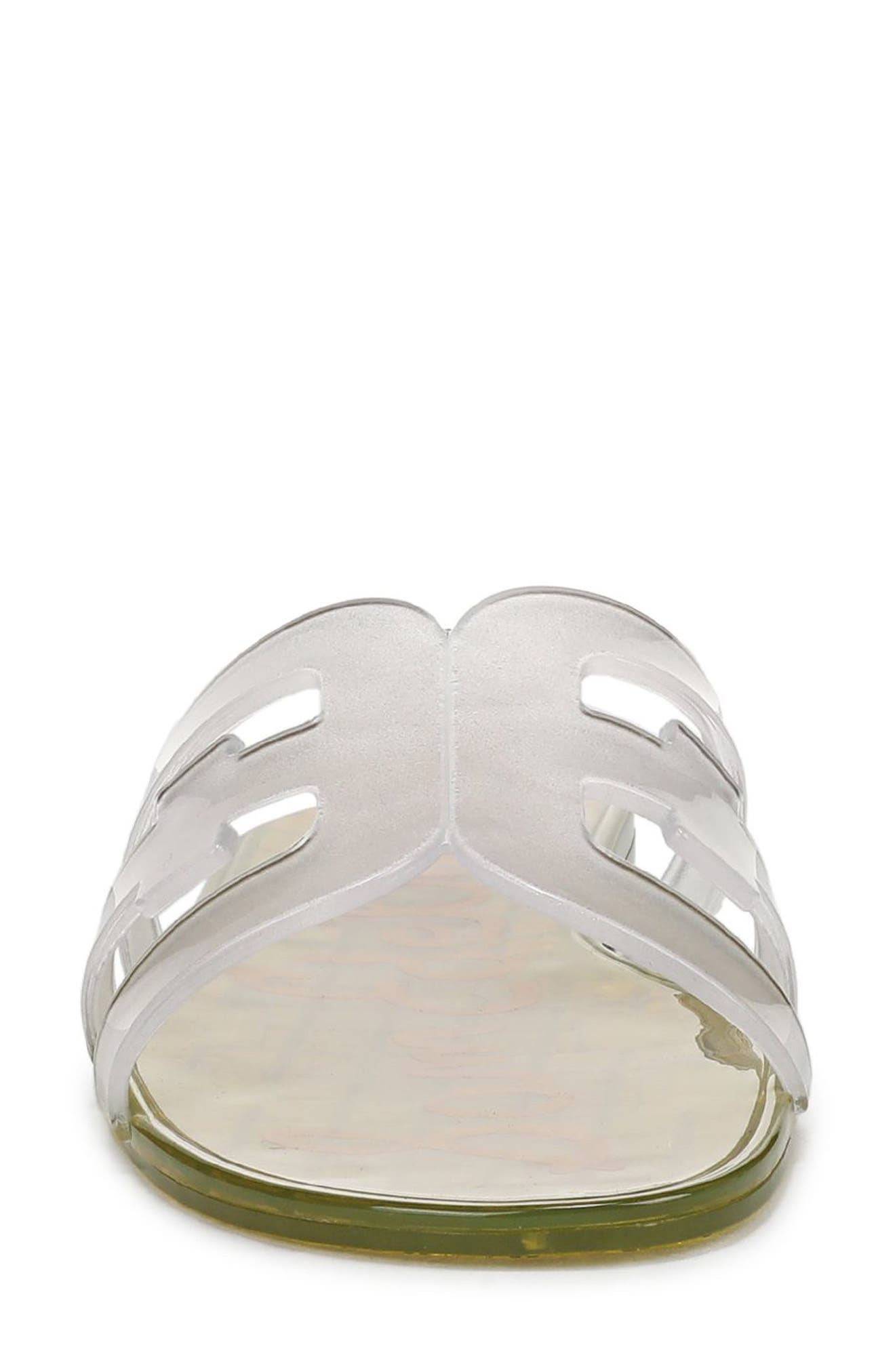 Bay Jelly Slide Sandal, Alternate, color, CLEAR/ GREEN LIMON