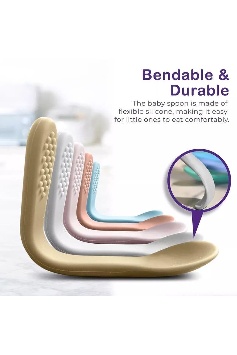 Silicone Baby Spoon Set  5 Piece, Alternate, color, Whispering Pastels