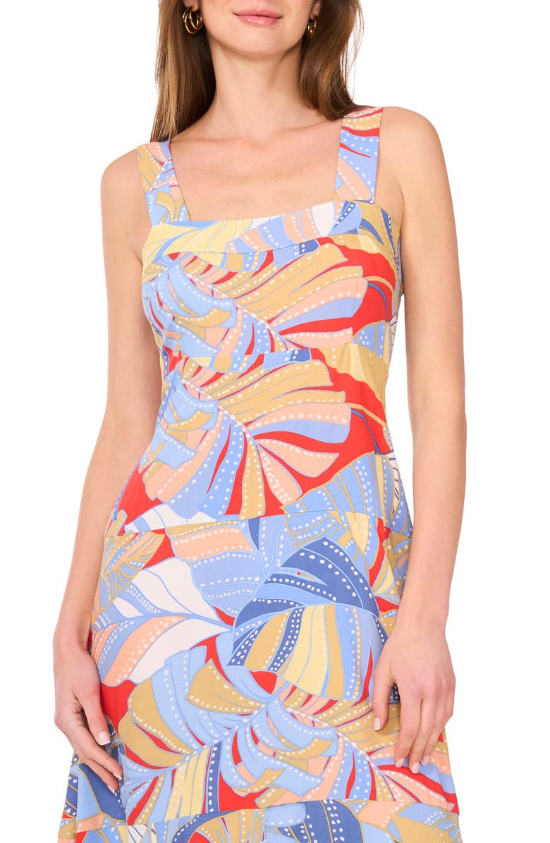 Vince Camuto Palm Print Tiered Maxi Dress, Alternate, color, 