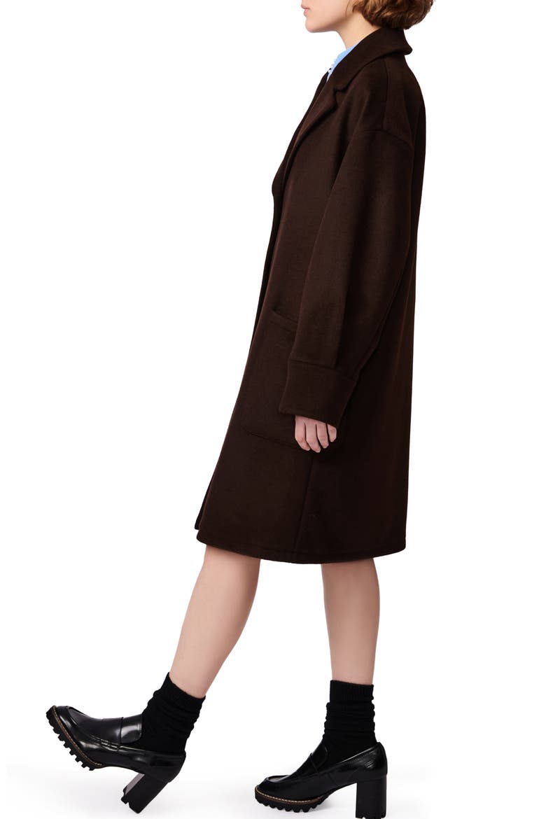 Notched Collar Longline Coat, Alternate, color, ESPRESSO