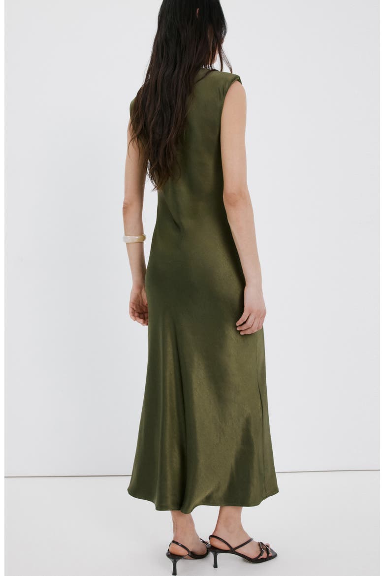 Sleeveless Satin Maxi Dress, Alternate, color, GREEN